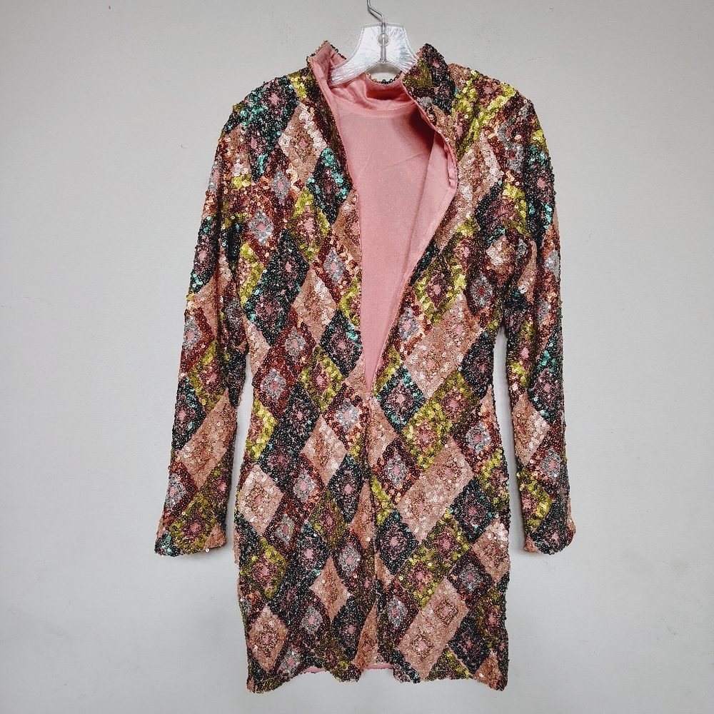 Ladies Chic Sequin Geometric Pattern Mini Dress S… - image 7